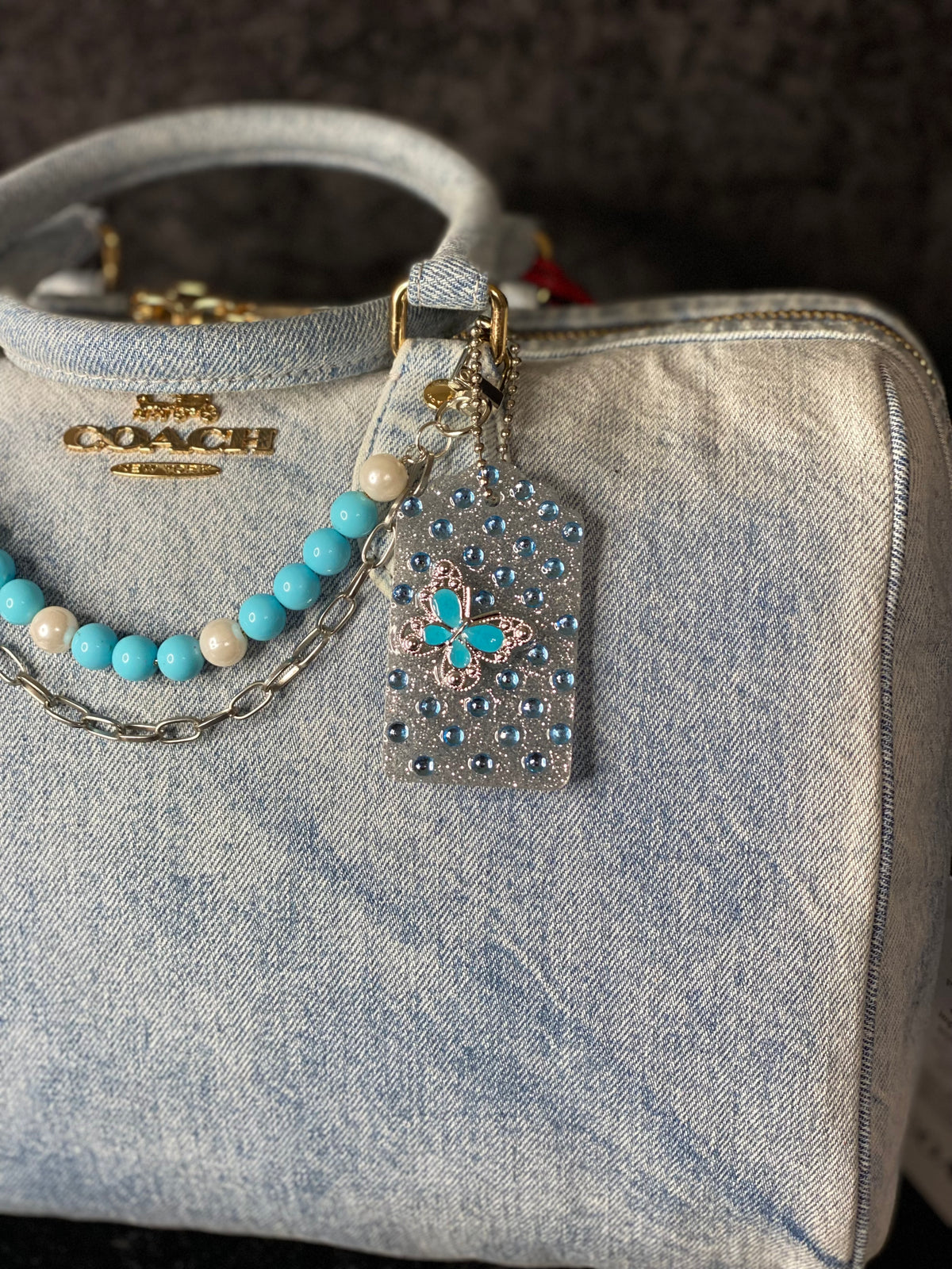 Blue Butterfly Luxe Mini Bag Charm