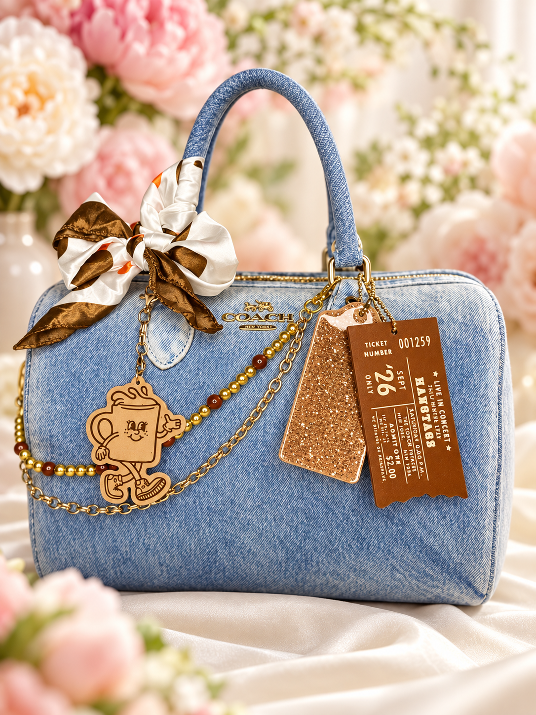Brown & Cream Concert Ticket Bag Charm