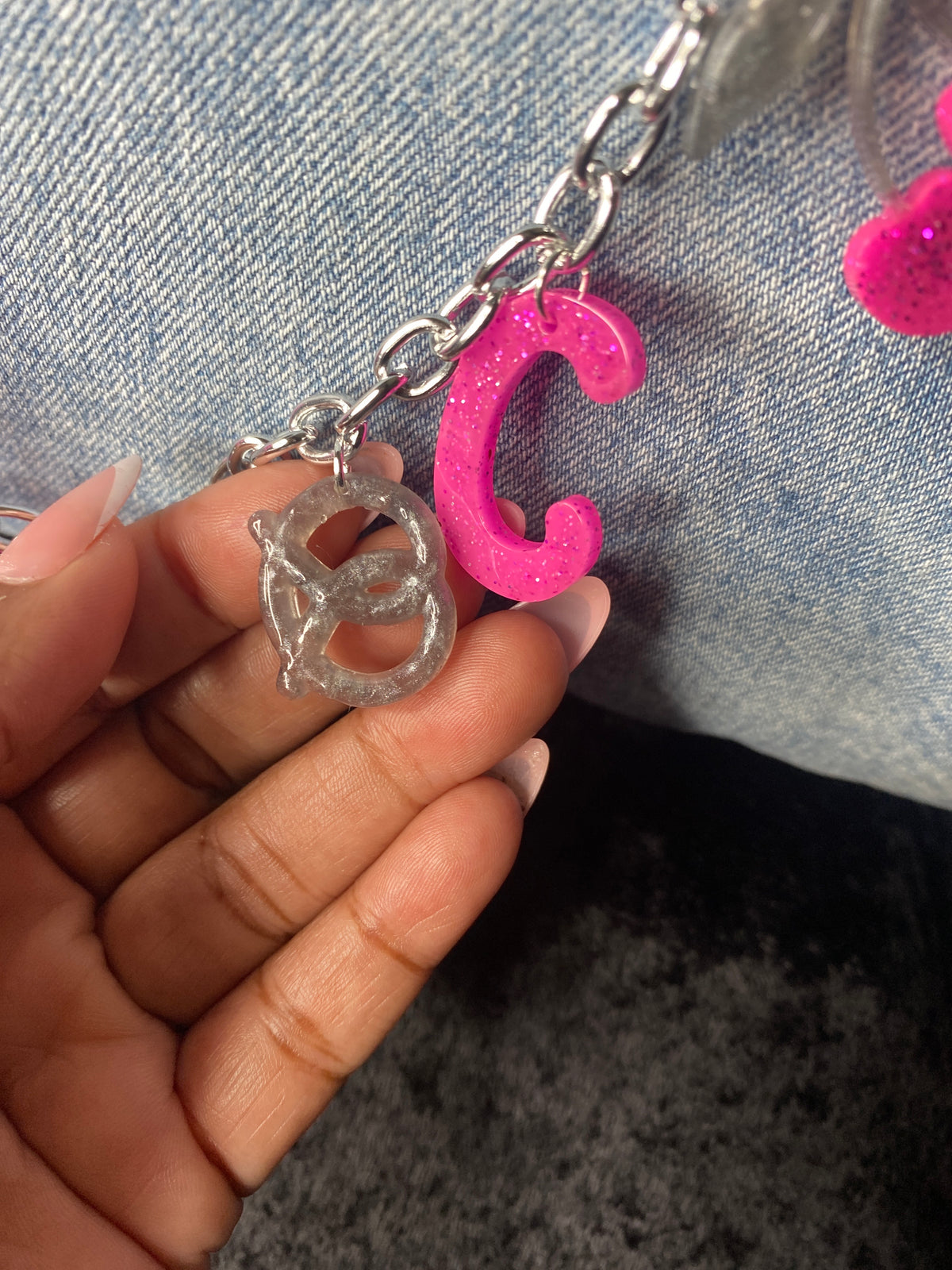 Pink “COACH” Charm Chain Set – Handmade Statement Bag Chain | Designer-Inspired Charm Set