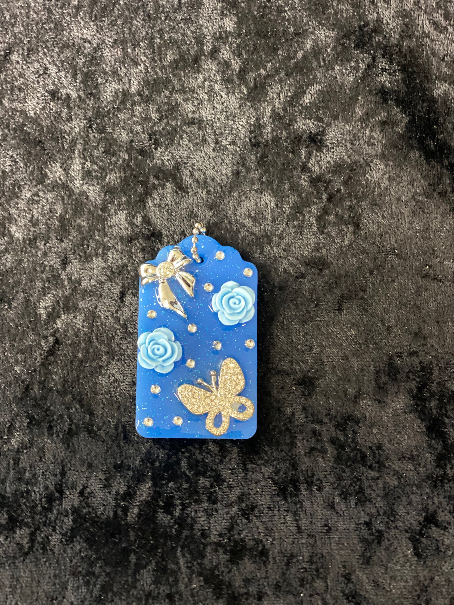 Blue Aura Butterfly Charm Tag