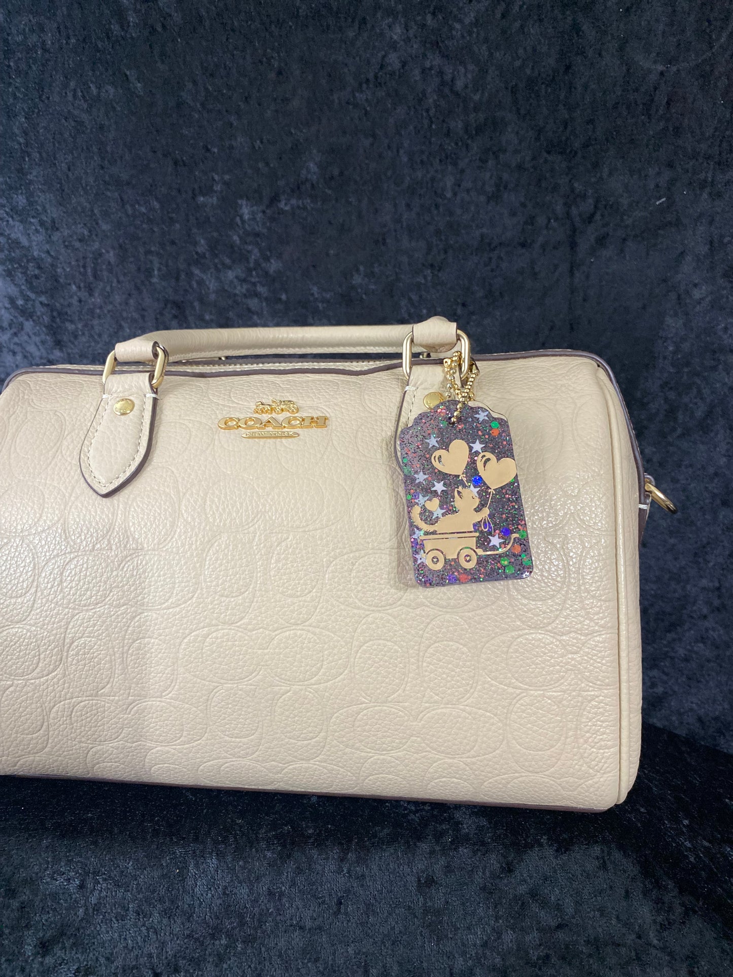Kitty Balloon Glitter Mini Bag Charm