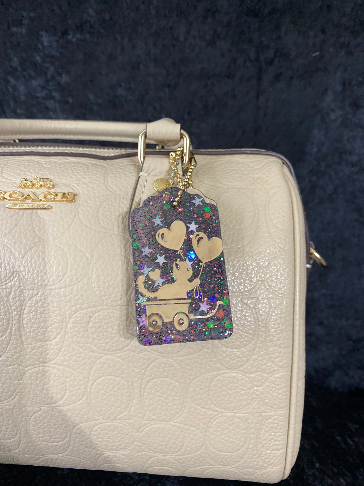 Kitty Balloon Glitter Mini Bag Charm