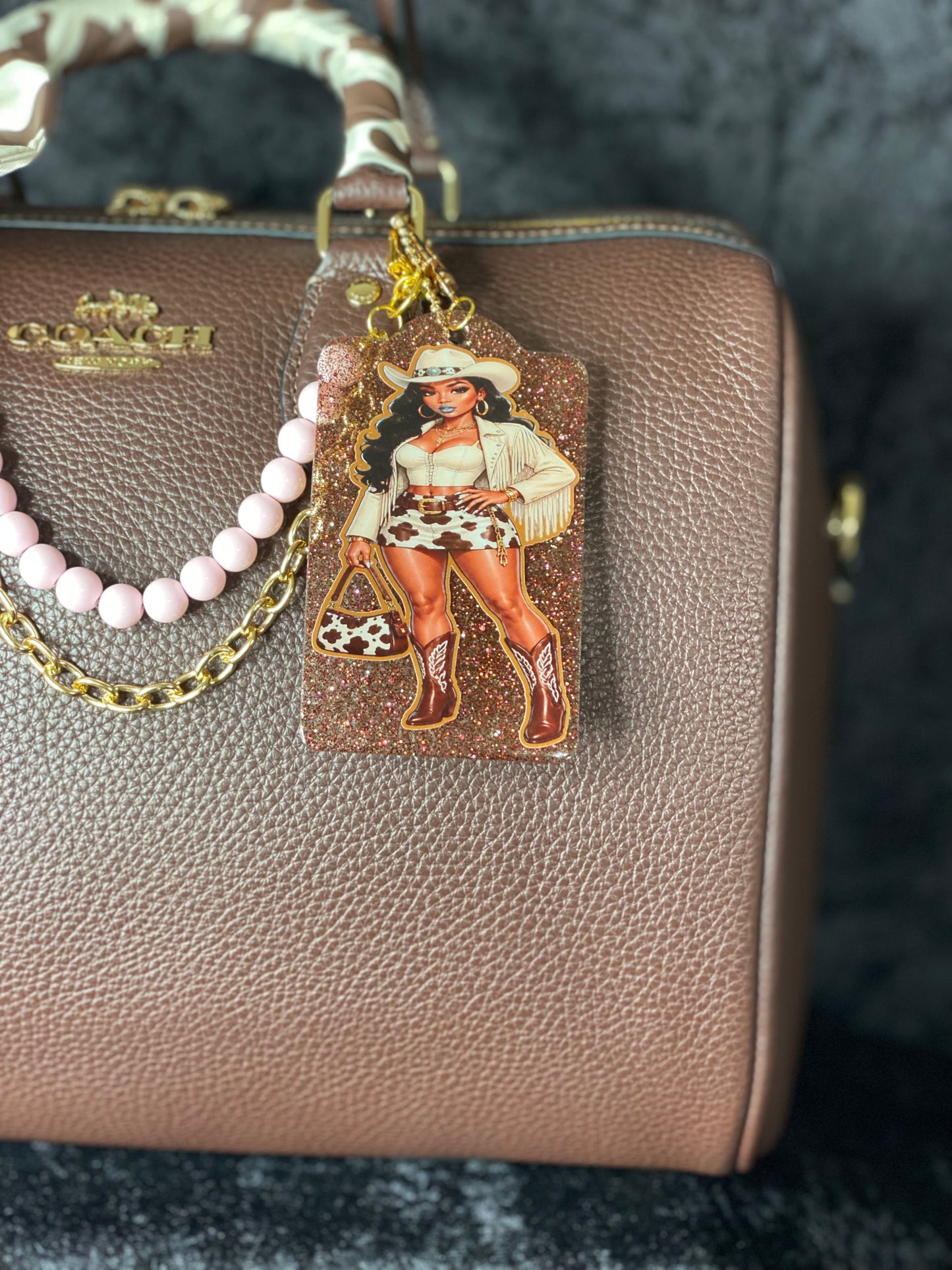 Cowgirl Chic Glitter Bag Tag Charm