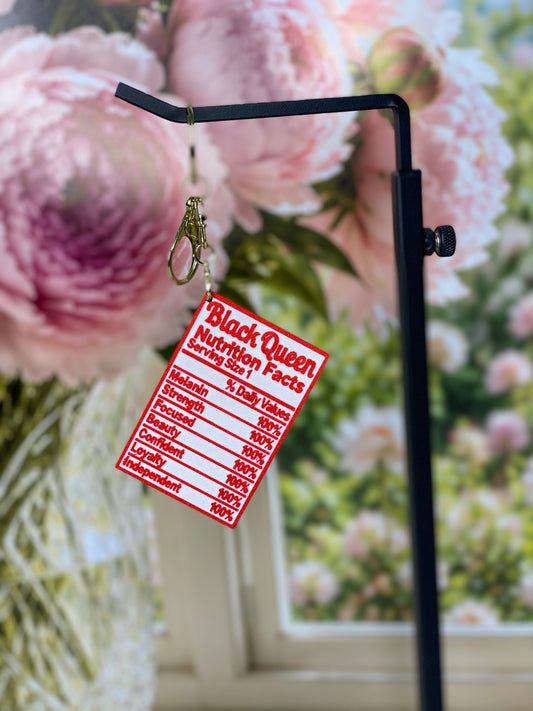Black Queen Nutrition Facts Bag Charm