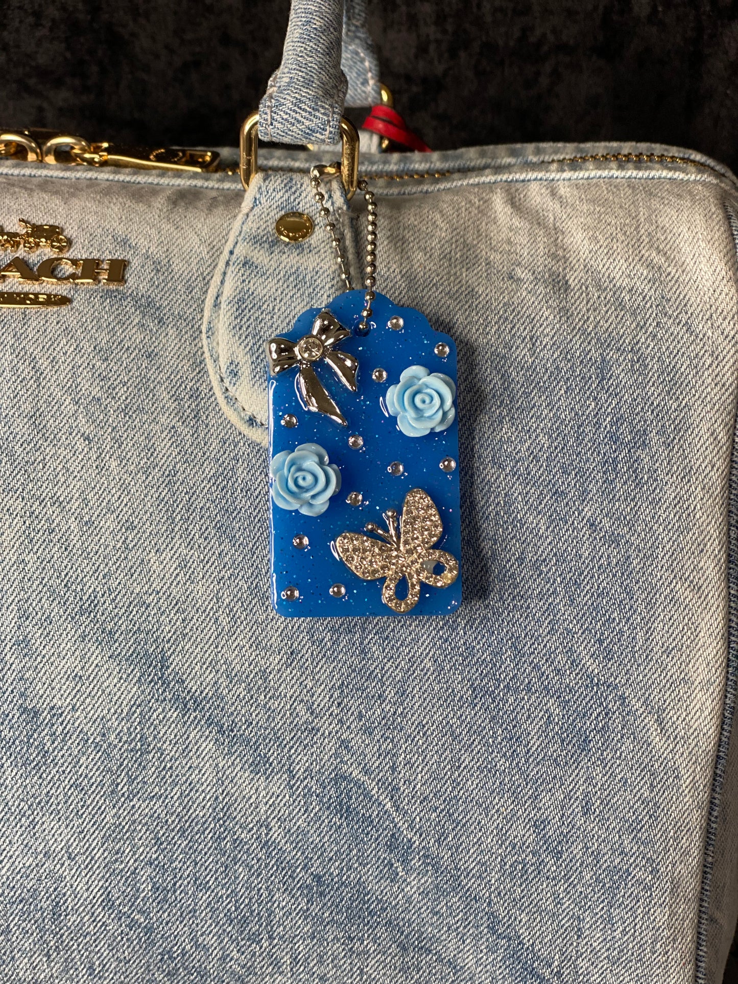 Blue Aura Butterfly Charm Tag