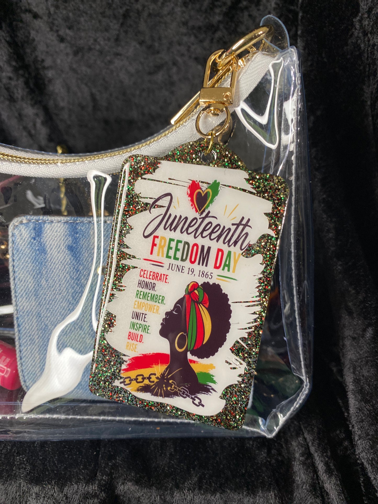Handmade Juneteenth Freedom Day | Resin Bag Tag | Black Heritage Accessory