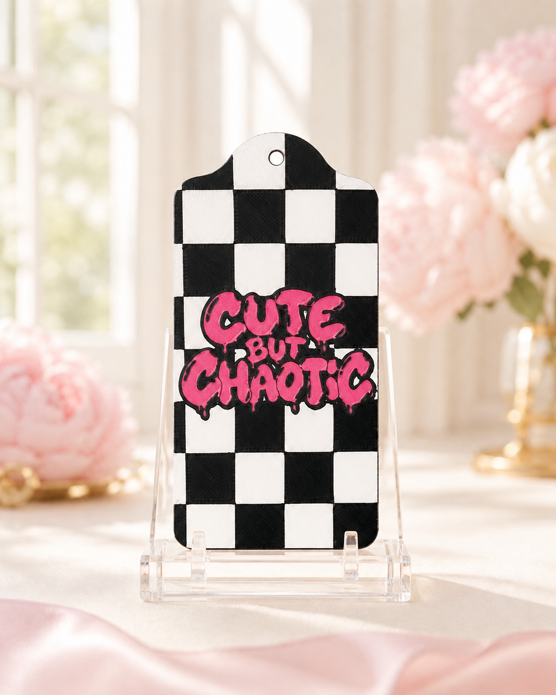 Cute But Chaotic Checkerboard Bag Hang Tag