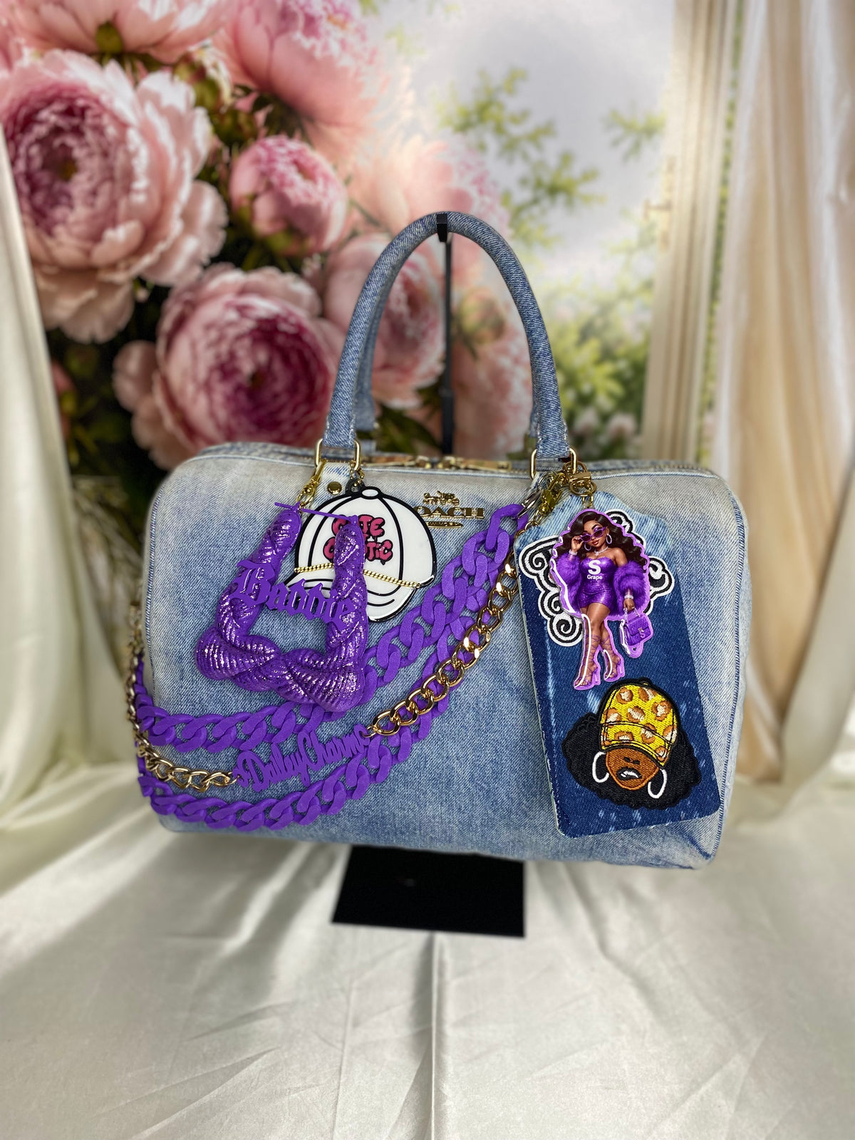 Large Glitter Baddie Bamboo Earring Bag Charm