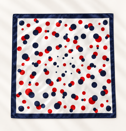 Polka Dot Silk Scarf — 50 × 50 cm
